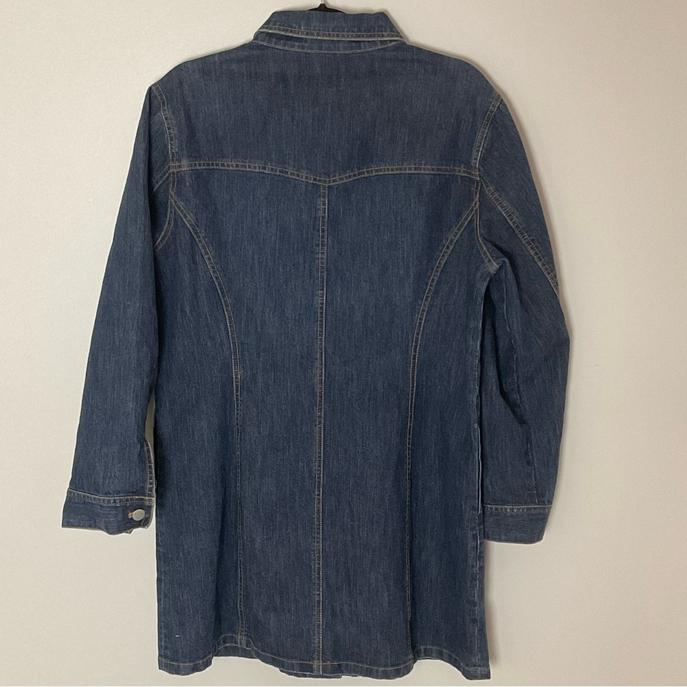 Chico's Dark Blue Denim Knee Length Jacket-Dress with Pockets Size Large - Picture 7 of 7